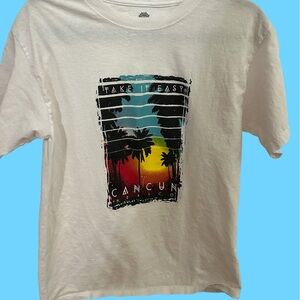 White Graphic T-Shirt with Tropical Print